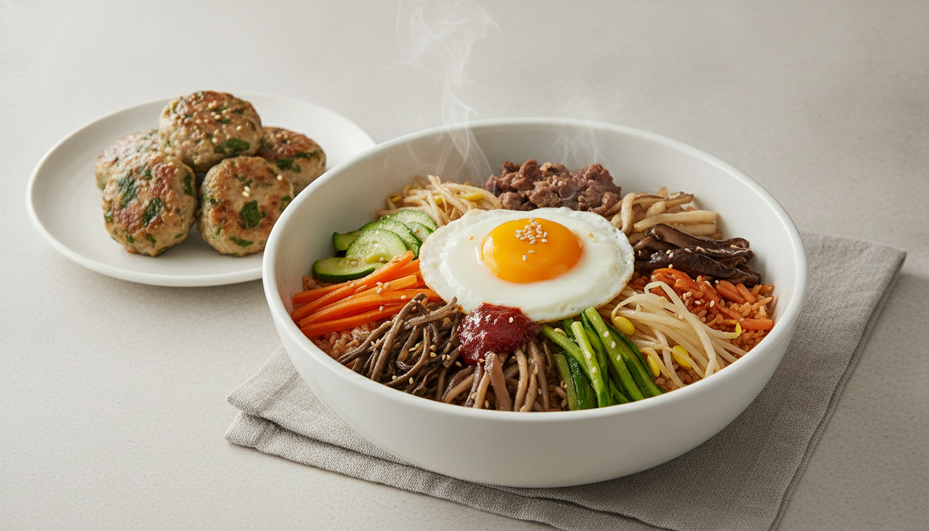전주비빔밥과 깻잎동그랑땡