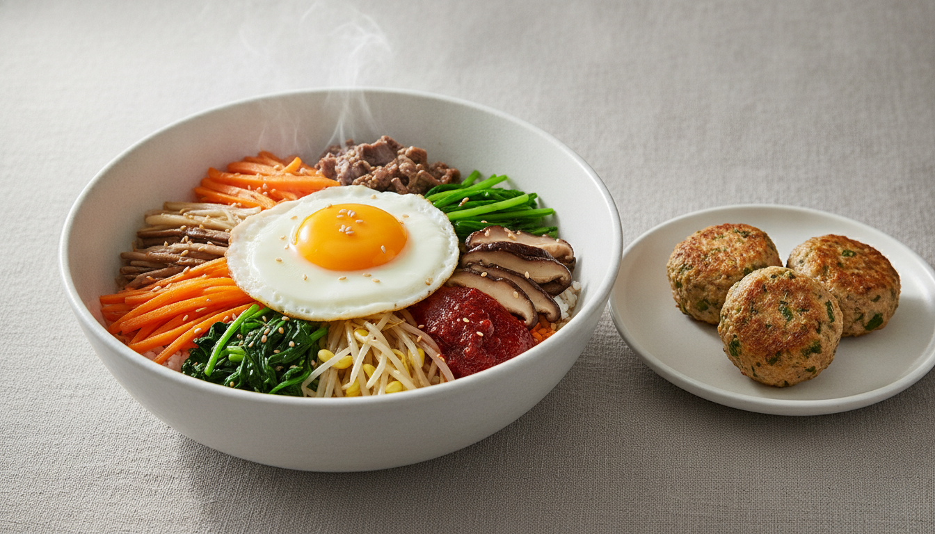 전주비빔밥과 깻잎동그랑땡